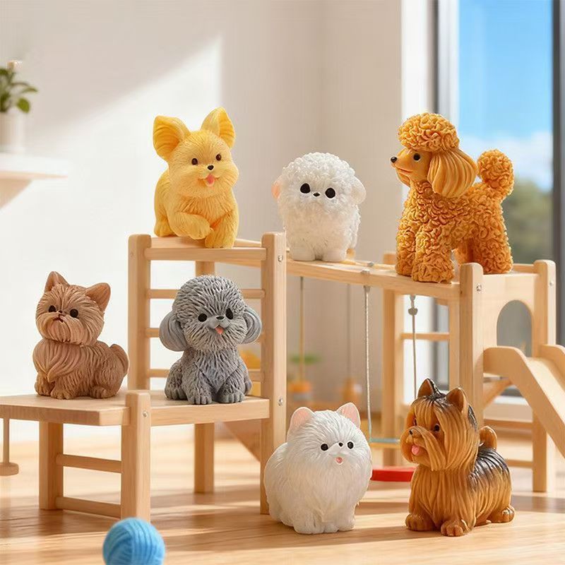 Bonsai Garden Art - Boneka Anjing Poodle Lucu, Hiasan Resin