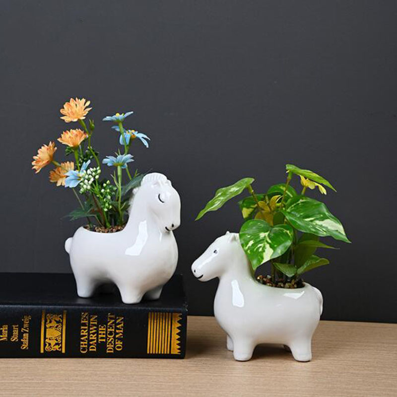 Bonsai Garden Art - Pot Bunga Kreatif Porselen Putih Pot