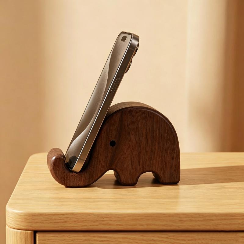Display Stand Wood - Penyangga Ponsel Kayu Solid Walnut Hitam
