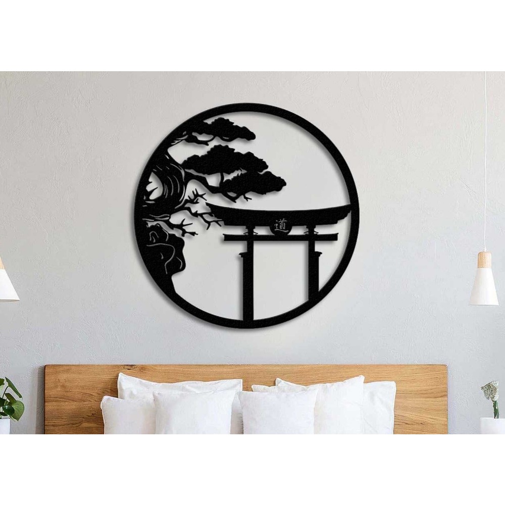 Bonsai Garden Art - Seni Dinding Logam Pohon Sakura Bermerek,