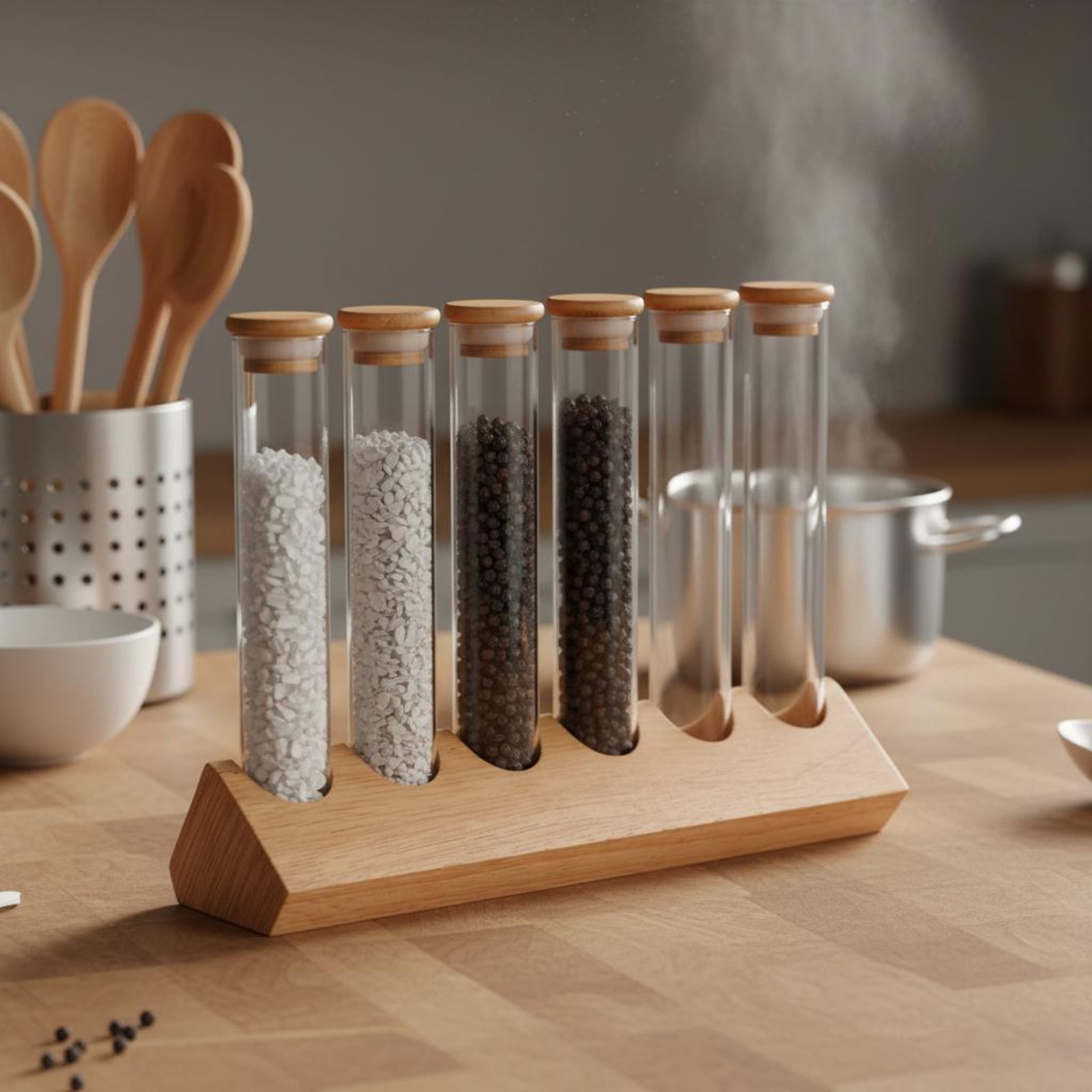 Set Wadah Tabung Kaca dengan R - Display Stand Wood ulasan dan harga