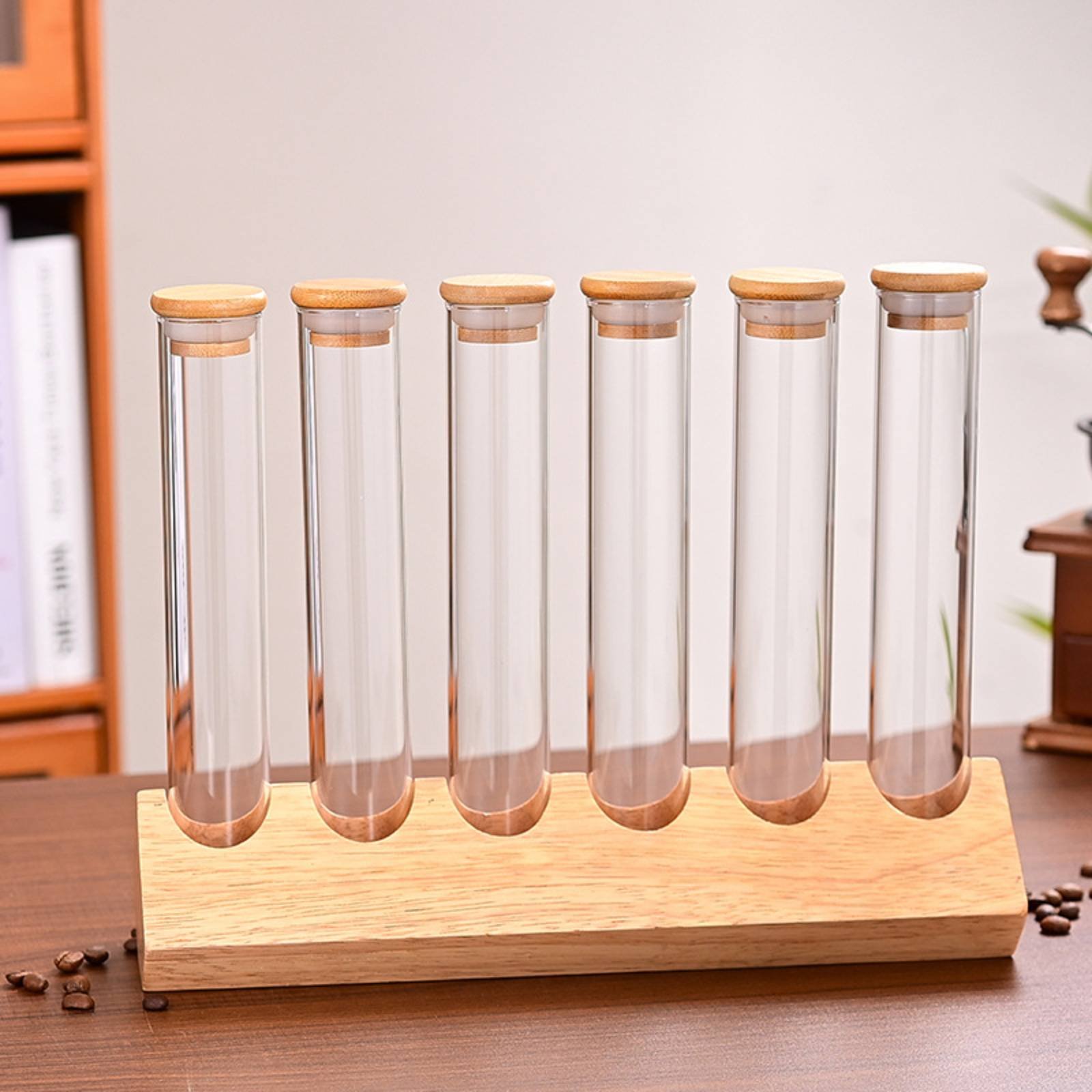 Set Wadah Tabung Kaca dengan R - Display Stand Wood ulasan dan harga