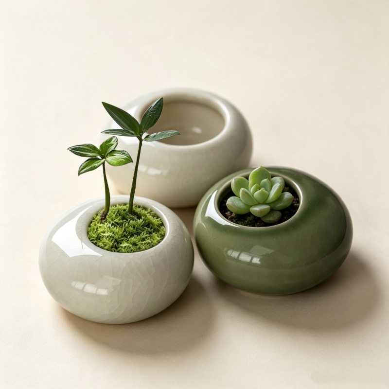 Pot Tanaman Mini Berlapis Es K - Bonsai Garden Art ulasan dan harga