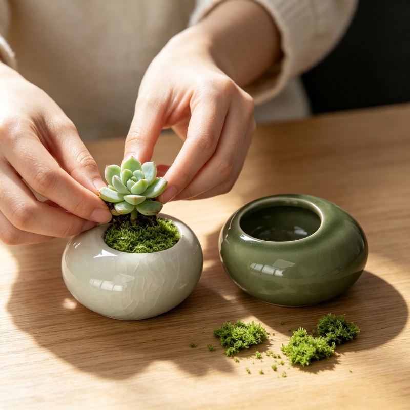 Pot Tanaman Mini Berlapis Es K - Bonsai Garden Art ulasan dan harga