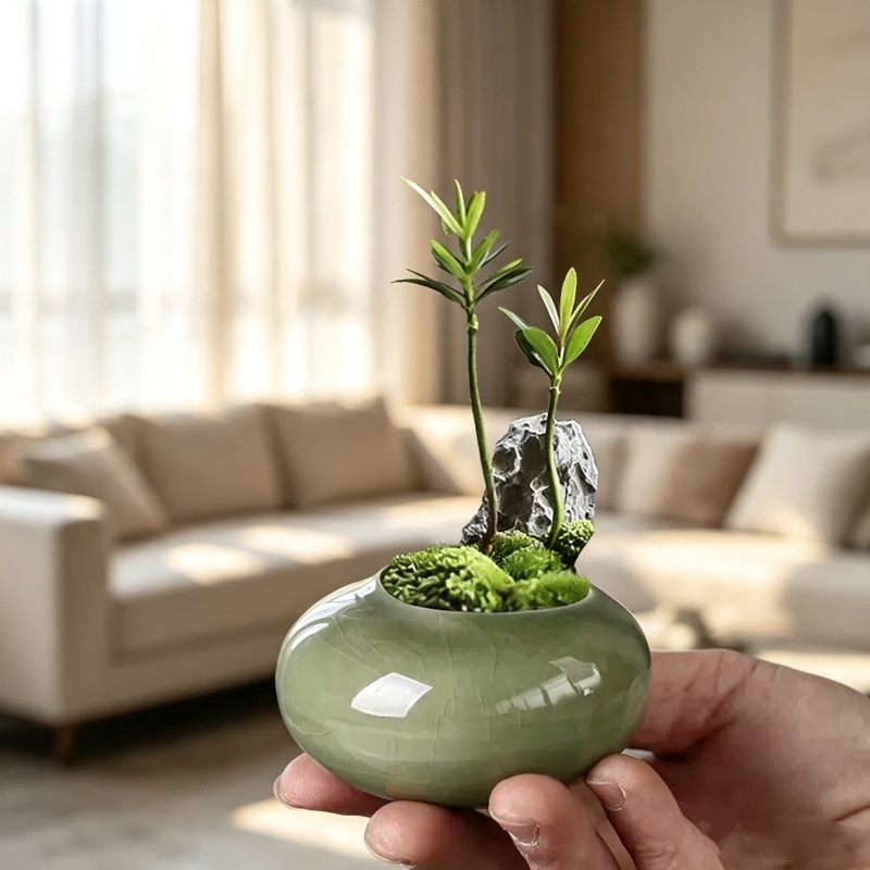 Pot Tanaman Mini Berlapis Es K - Bonsai Garden Art ulasan dan harga