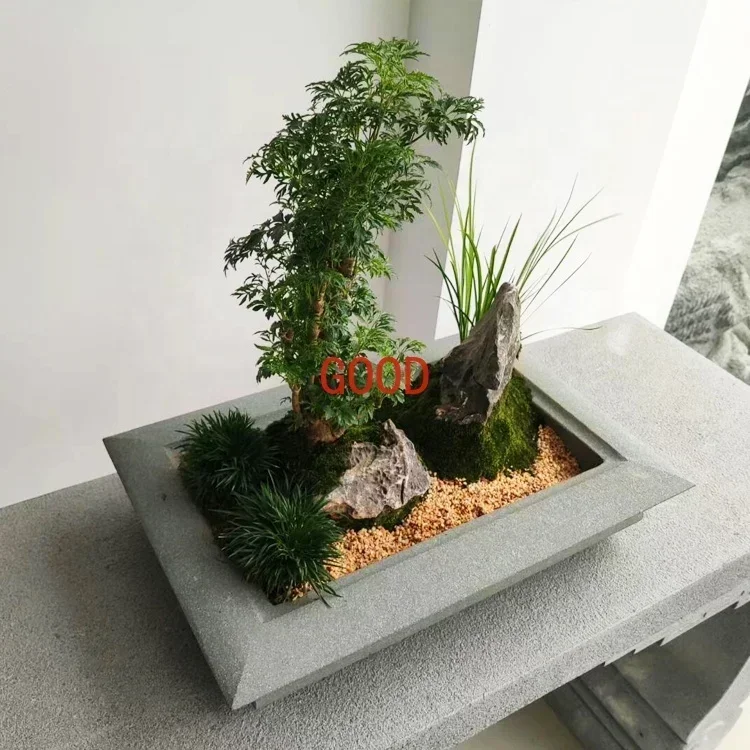 Meja Teh Batu Alam Biru Cina,  - Bonsai Garden Art ulasan dan harga