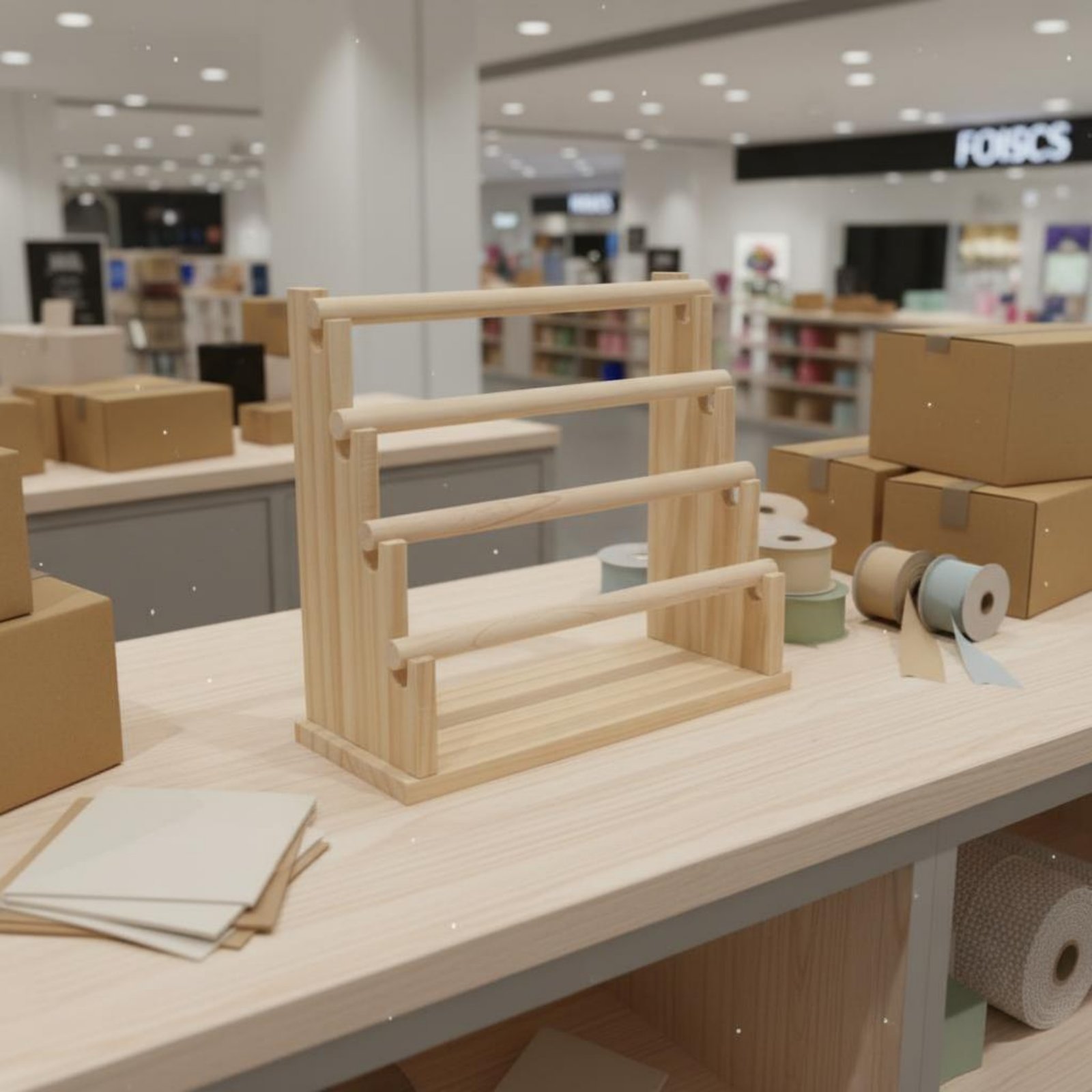 Rak Perhiasan Meja Kayu Alami, - Display Stand Wood ulasan dan harga
