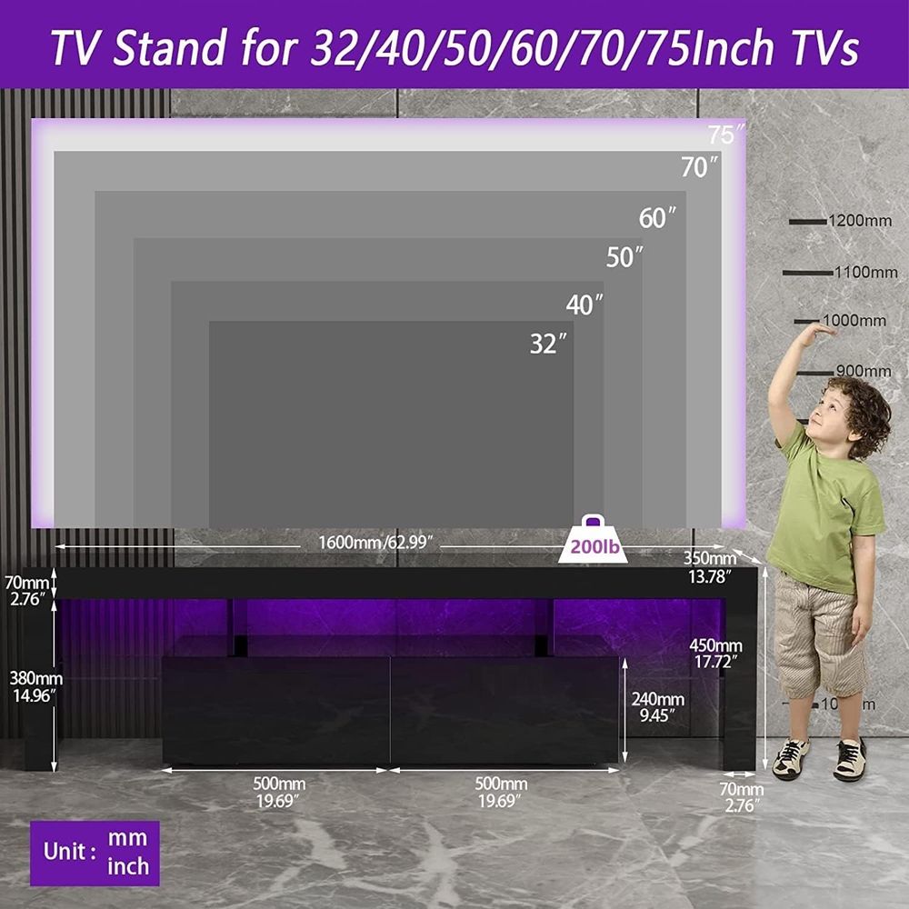 Meja TV Hitam, Meja TV Kayu 60 - Display Stand Wood ulasan dan harga