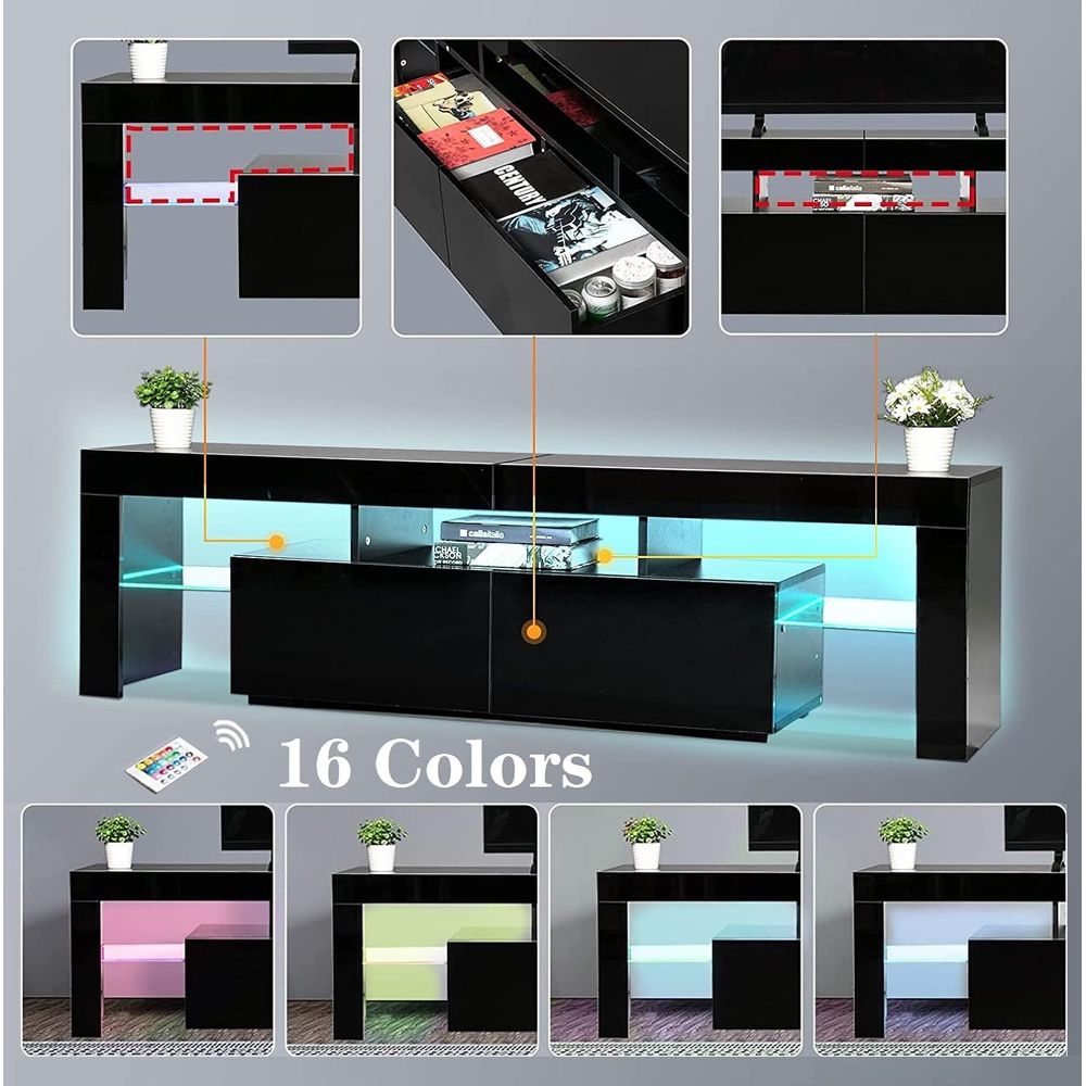 Meja TV Hitam, Meja TV Kayu 60 - Display Stand Wood ulasan dan harga